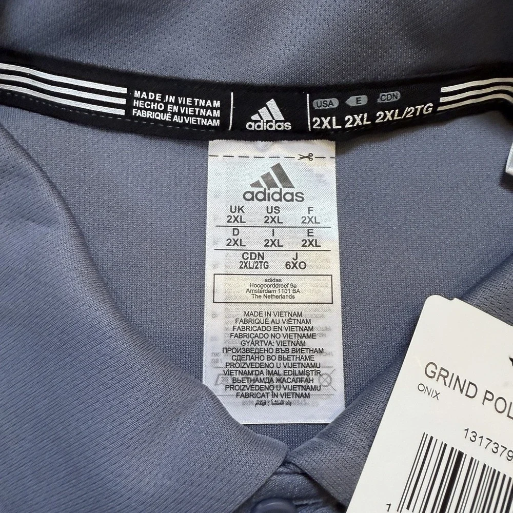 Adidas Aeroredy Polo Golf Shirt Gray Plus Size 2XL Collared‎ NWT Crusaders Logo
